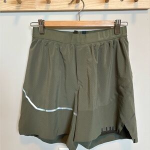 lululemon athletica Olive Green Men’s Perforated Running Shorts